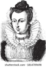 Mary Stuart Queen of Scots, Vintage engraving. From Popular France, 1869.