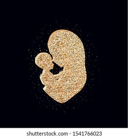 mary virgin lifting jesus baby manger silhouette vector illustration design
