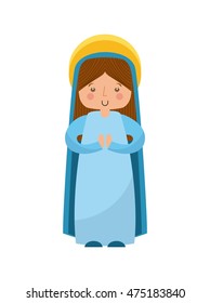 mary virgin manger character vector illustration design
