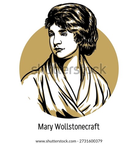 Mary Wollstonecraft was an 18th-century British writer and philosopher. Author of novels and treatises. Hand-drawn vector illustration