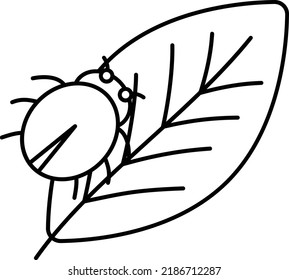 Marybeetle vector line icon design, Farming and Agriculture symbol, village life Sign, Rural and Livestock stock illustration, ladybird on leaf Concept