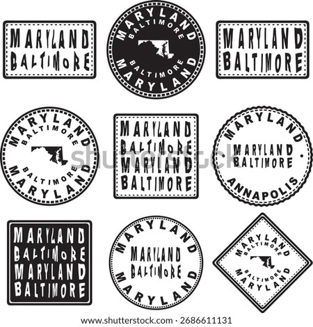 Maryland Baltimore Round Seal Map Design