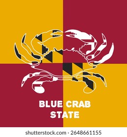Maryland Blue Crab in Maryland Pattern Unique Perfect for Print, Apparel, etc