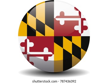 Maryland circle button flag background texture. Vector illustration.