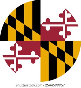 Maryland Circle Flag, Circle Flag of Maryland, USA, Vector Images