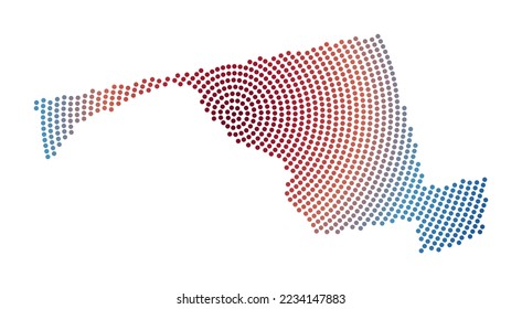 Maryland dotted map. Digital style shape of Maryland. Tech icon of the us state with gradiented dots. Trendy vector illustration.