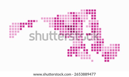 Maryland dotted map. Digital style map of the state on white background. Maryland shape with square dots. Colored dots style. Large size squares. Vibrant vector illustration.