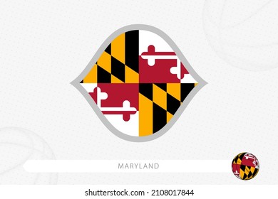Maryland flag for basketball competition on gray basketball background. Sports vector illustration.
