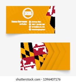 Maryland Flag Business Card, Standard Size (90x50 Mm) Business Card Template With Bleed Under The Clipping Mask.