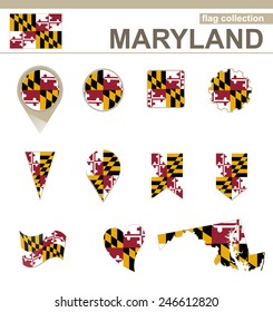 Maryland Flag Collection, USA State, 12 versions