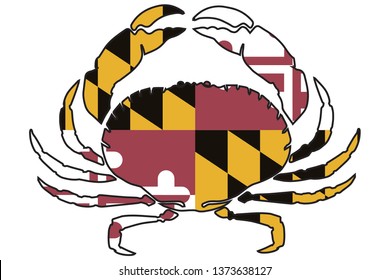 Maryland Flag In Crab Outline