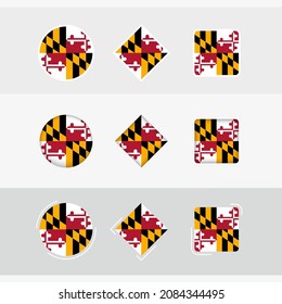 Maryland Flag Icons Set, Vector Flag Of Maryland. Three Versions Of Icon.