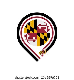 maryland flag map pin icon. vector illustration isolated on white background