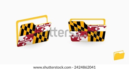 Maryland flag on two type of folder icon. Vector illustration.