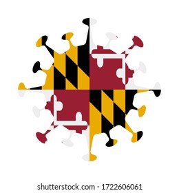 Maryland flag in virus shape, COVID-19 symbol, vector illustration.