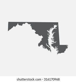Maryland grey state border map.