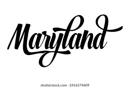 Maryland hand lettering design calligraphy vector, Maryland text vector trendy typography design	
