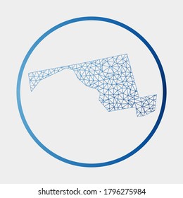 Maryland icon. Network map of the us state. Round Maryland sign with gradient ring. Technology, internet, network, telecommunication concept. Vector illustration.