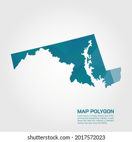 MARYLAND Map Abstract geometric rumpled triangular low poly style gradient graphic on white background