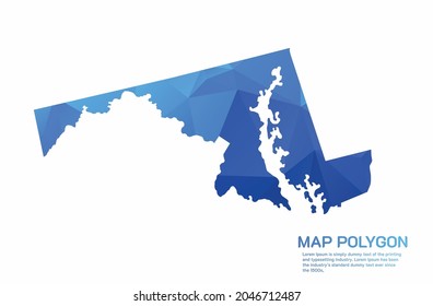 MARYLAND-Karte Abstrakte geometrische, abgerundete dreieckige Farbverlauf-Grafik mit Low-Poly-Stil auf weißem Hintergrund