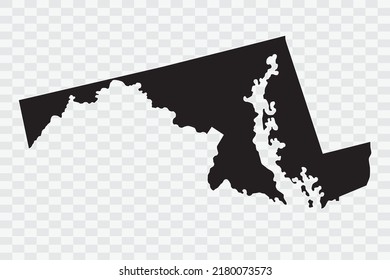 MARYLAND Map black Color on White Background quality files Png 