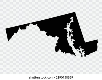 MARYLAND Map black Color on Backgound png  not divided into cities