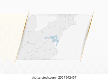 Mapa de Maryland em azul com sotaques moldados em ouro. Mapa vetorial moderno de Maryland. Ilustração de vetor.