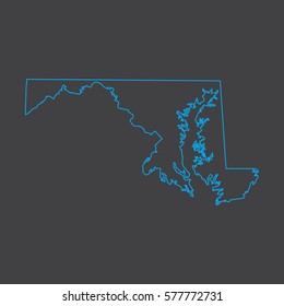 Maryland map blue outline stroke line style
