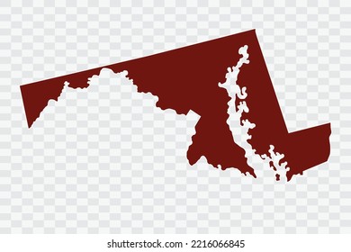 MARYLAND Map burnt brown Color on White Background quality files Color (701205) png