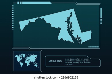 MARYLAND Map Futuristic  infographic Map element collection background
