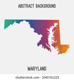 Maryland map in geometric polygonal,mosaic style.Abstract tessellation,modern design background,low poly. Geometric cover, mockup. Vector illustration.