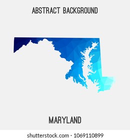 Maryland map in geometric polygonal,mosaic style.Abstract tessellation,modern design background,low poly. Geometric cover, mockup. Vector illustration.