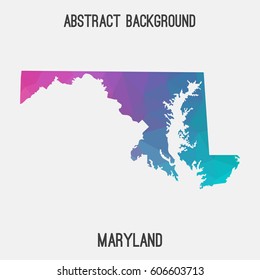 Maryland map in geometric polygonal,mosaic style.Abstract tessellation,modern design background,low poly. Vector illustration.