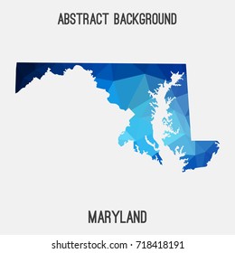 Maryland map in geometric polygonal,mosaic style.Abstract tessellation,modern design background,low poly. Vector illustration.