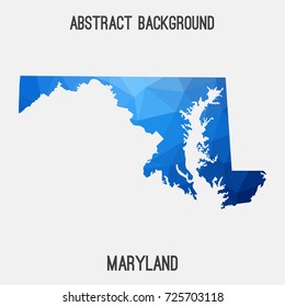 Maryland map in geometric polygonal,mosaic style.Abstract tessellation,modern design background,low poly. Vector illustration.