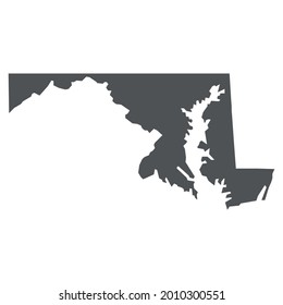 Maryland map in gray on a white background