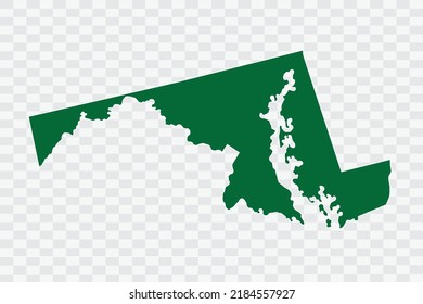 MARYLAND Map green Color on White Background quality files Png