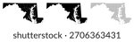 Maryland map illustration showing state silhouette in different variations. Useful graphic for education, presentations, or mapping projects. Vector format allows easy customization and scaling.