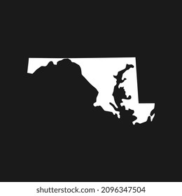 Mapa de Maryland sobre fondo negro