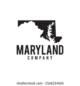 Maryland Map Outline Map Icon Vector Logo Design