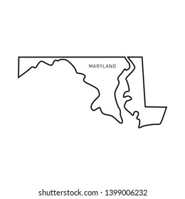 Maryland Map Outline Vector Design Template. Editable Stroke