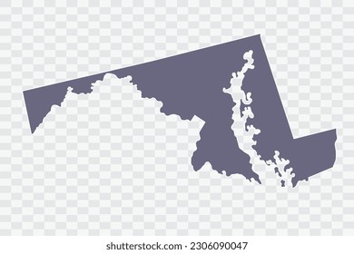 MARYLAND Map pewter Color on White Background quality files Png