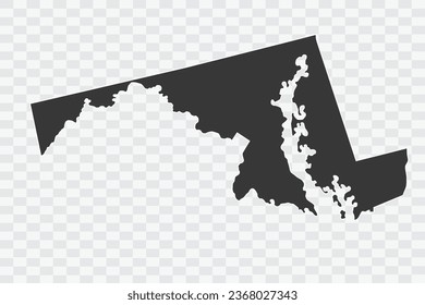 MARYLAND Map Shadow Color on White Background quality files Png