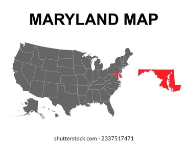Maryland map shape, united states of america. Flat concept icon symbol vector illustration .