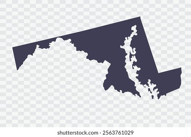 MARYLAND Map Slate Color on White Background quality files Png