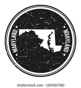 Maryland Map Symbol Round Design Stamp Travel and Business.