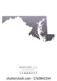 maryland map. us states vector map series. united states map background.