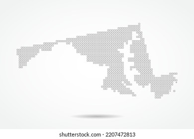 Maryland Map - USA, United States of America Map vector template with square pixel thin black and outline sketch style isolated on white background for education, design - Vector illustration eps 10