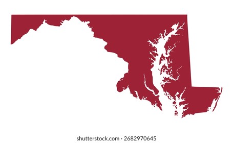Maryland map. Maryland USA map vector. Maryland red map on white background