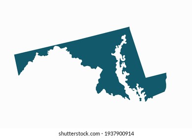 MARYLAND map vector. blue color on white background.
